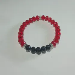 Pulso de Swarovski negro y rojo 8 mm