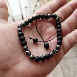 Pulso onix negro 6mm ojo turco negro y acerina