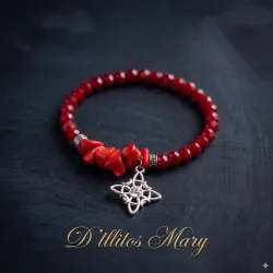 Pulso rojo de coral y swaroski rojo