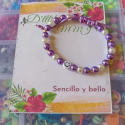 Pulso violeta y blanco con emogis