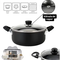 Olla Antiadherente C/Tapa Cristal-24cm