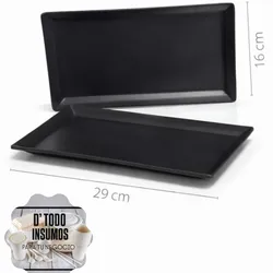 Plato Rectangular Largo Melaform/Negro