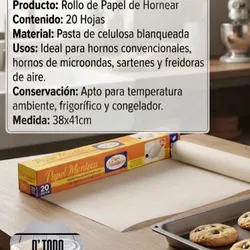 Rollo Papel P/Hornear-20 Hojas
