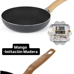 Sartén Antiadherente C/Mango Imitación Madera-20cm