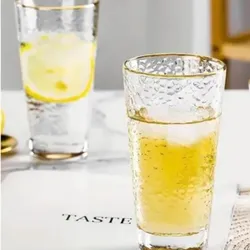 Set Vasos Largo/Borde Dorado