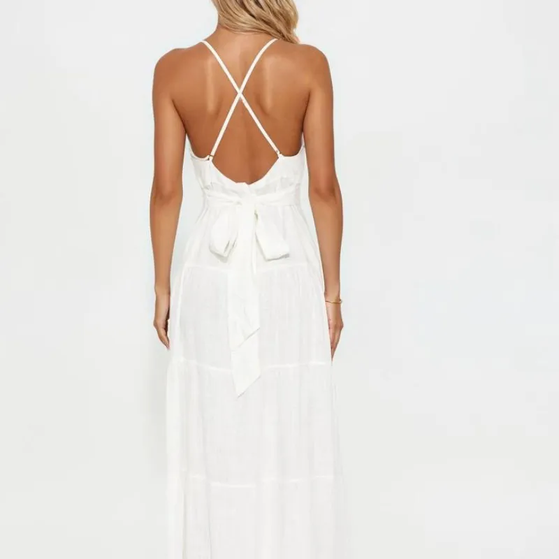 Vestido Blanco Largo con botones