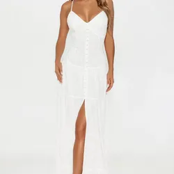Vestido Blanco Largo con botones