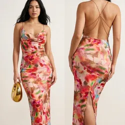 Vestido Flores con tirantes de cadenas