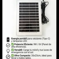 Panel solar con cable para puerto tipo C