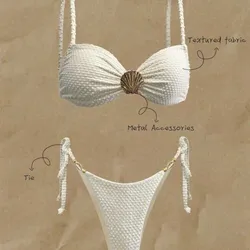 Bikini blanco con detalle de concha
