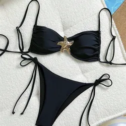 Bikini negro con detalle de estrella