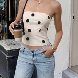 Blusa sin tirantes de lunares