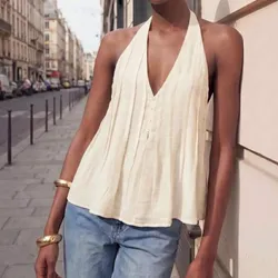 Blusa de lino plisada