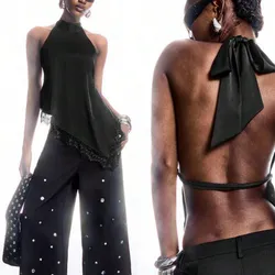 Top negro asimétrico