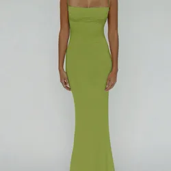 Vestido verde espalda descubierta 