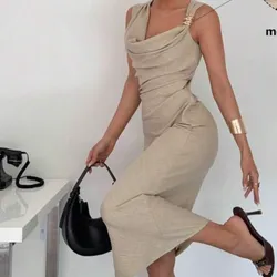 Vestidos beige con detalle dorado