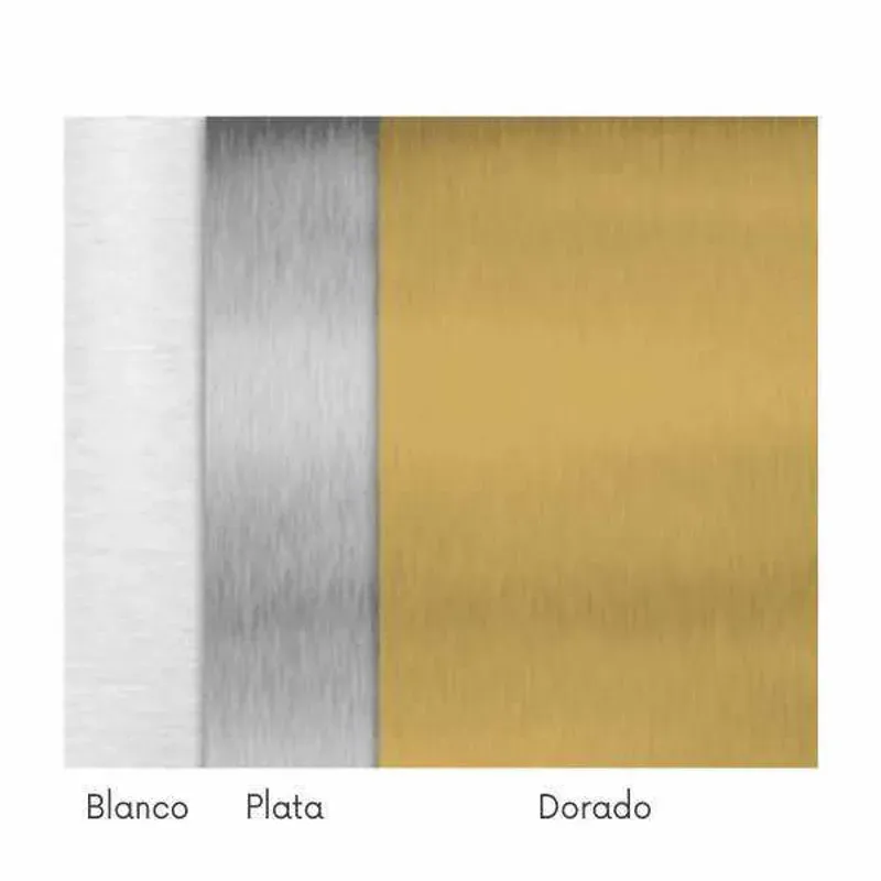 Lamina de aluminio en color dorado, blanco y plata