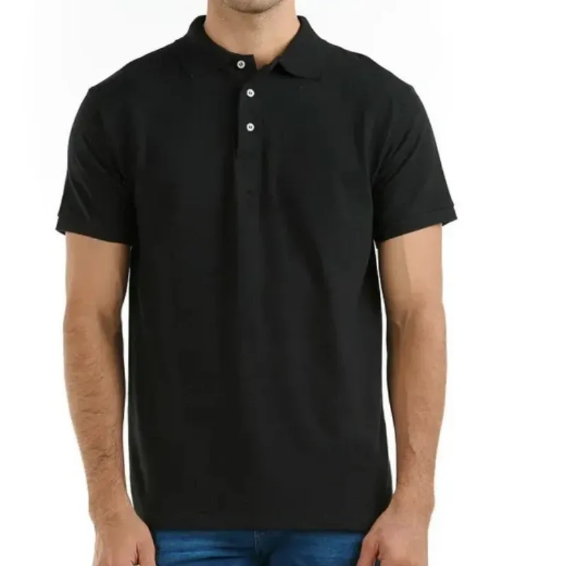 Pulover negro tipo Polo para hombre