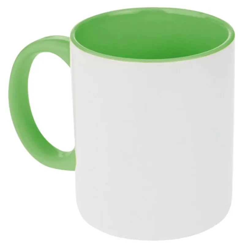 Taza bicolor con interior y asa de color verde claro