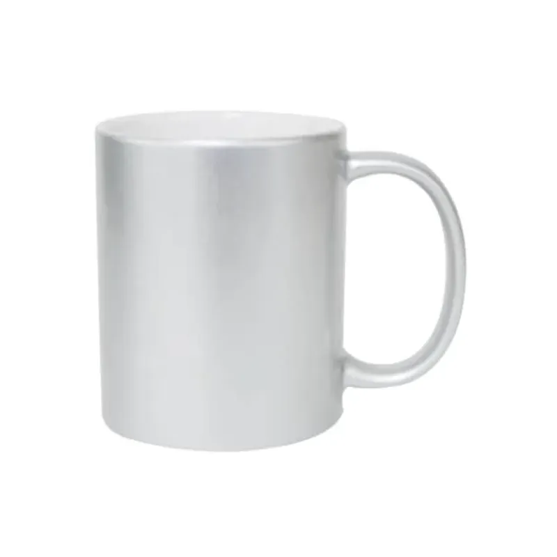 Taza de cerámica plateada gliter