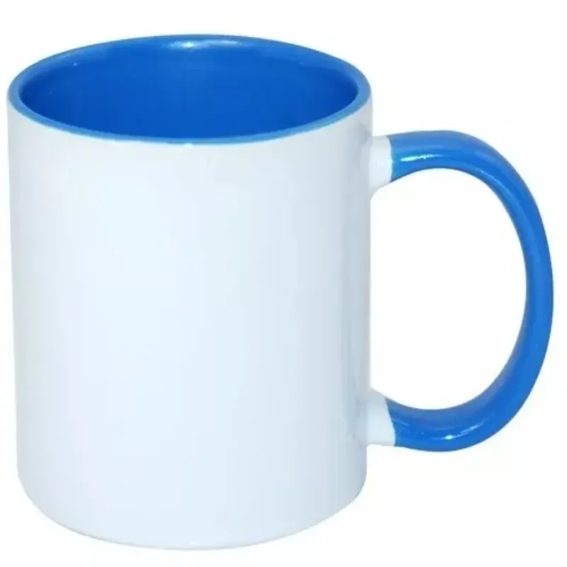 Taza con interior y asa de color azul claro