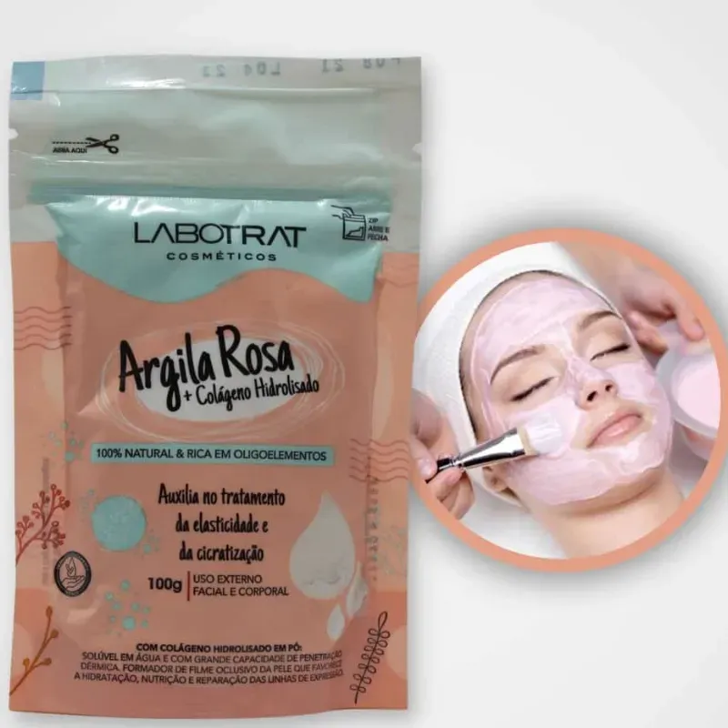 Arcilla Rosa + Colágeno Hidrolizado 100% Natural Facial.Corporal LABORAT