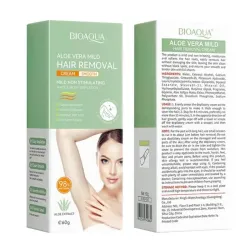 BIOAQUA Extracto de Aloe Vera Crema de Eliminación de Cabello Suave Depilación Suave de Cuerpo Completo 60g /2.12oz