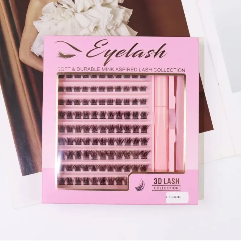 Caja de pestañas con pega, removeros y pinza   