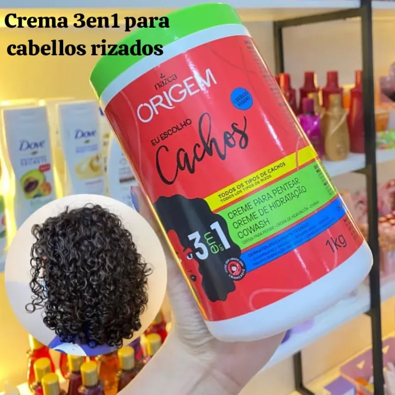 Crema 3 en 1 para cabellos rizados