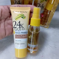 Dúo de Primer+Spray Fijador de Maquillaje 24K Gold 