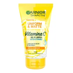 Garnier Vitamin C Uniform & Matte Gel Limpiador Facial Antibacteriano 150 ml 