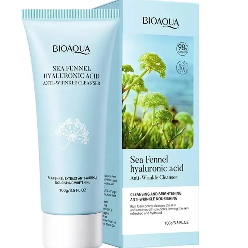 LIMPIADOR FACIAL ANTIARRUGAS DE ÁCIDO HIALURÓNICO E HINOJO MARINO 100G – BIOAQUA