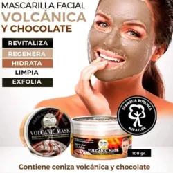 🌸Mascarilla facial exfoliante de ceniza volcánica y chocolate 100g  
