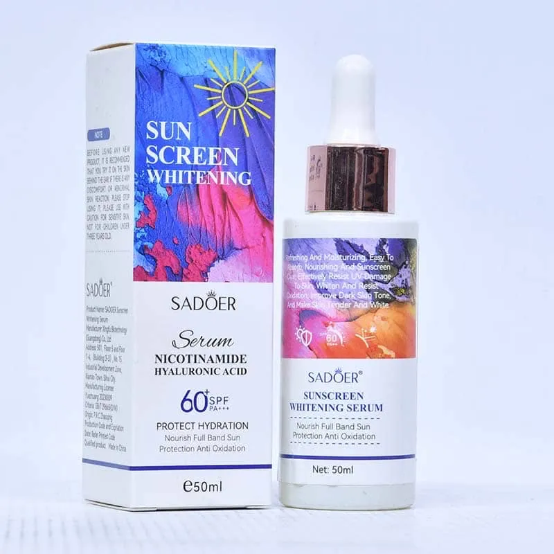 Protector solar Sadoer Blanqueador Con Niacinamida y ácido hialurónico SPF60+