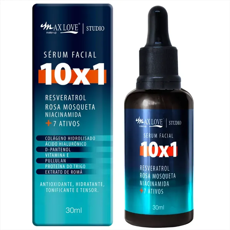 Sérum facial 10 en 1, revastatol+rosa mosqueta+niacinamida+7 activos MAXLOVE 30ml