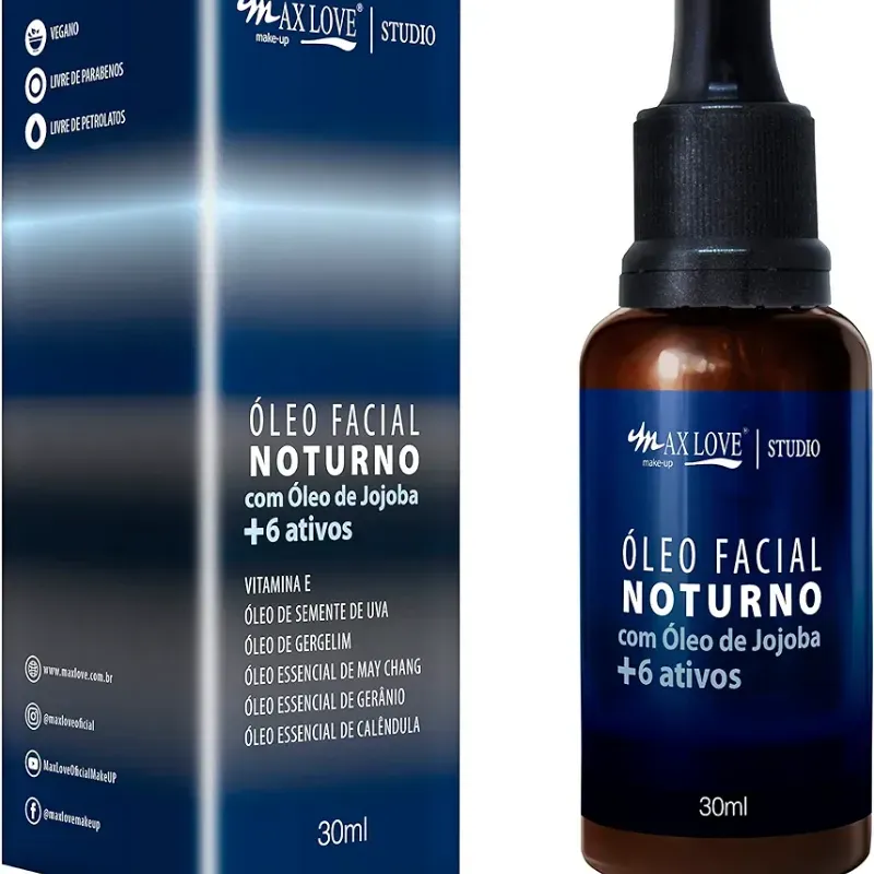 Sérum nocturno con aceite de jojoba+Vit. E + aceite de semilla de uva, sésamo, caléndula, May Chang y Geranio MAXLOVE 30ml