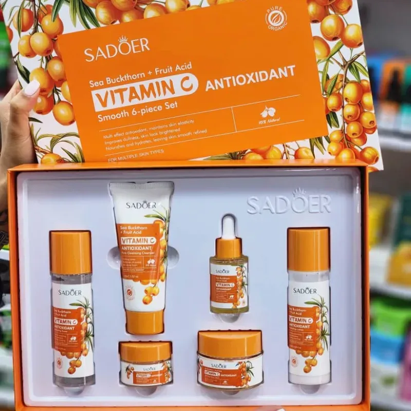 Set de cuidado de la piel SADOER Sea Buckthorn + Fruit Acid Vitamin C Antioxidant.