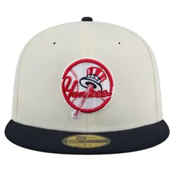Men's New Era Cream New York Yankees Top Hat Chrome 59FIFTY Fitted Hat