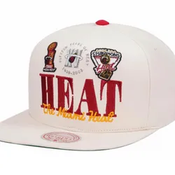 MITCHELL & NESS MIAMI HEAT REFRAME RETRO OFF WHITE SNAPBACK HAT