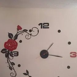 Reloj de pared 3D. Rosa Roja 