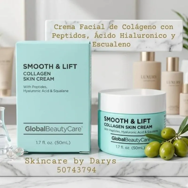 🩵 Crema Facial de Colágeno con Péptidos, Ácido Hialurónico y Escualano 🩵