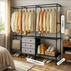 closet de metal con zapatera  cubre polvos