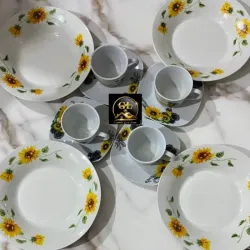 👑juego de 4 platos ondos y 4 tazas con sus platicos
