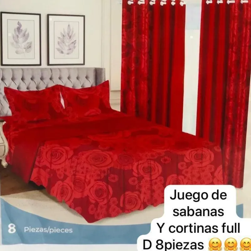 Juego de sábanas y cortinas