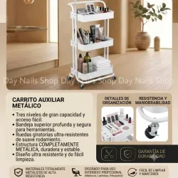 Carrito auxiliar 3 niveles (blanco)