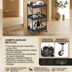 Carrito auxiliar 3 niveles (negro)