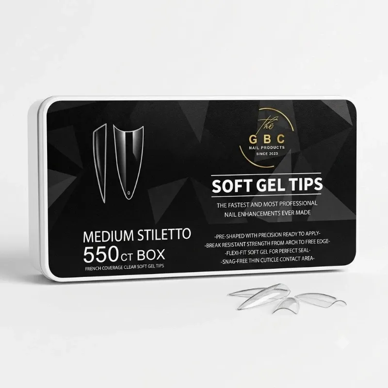 Tips de soft gel short french Stiletto GBC