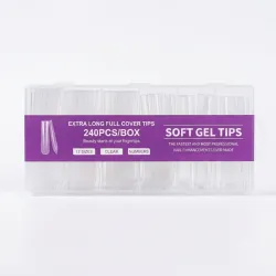 Tips de soft gel cuadradas extra largas 240 pz
