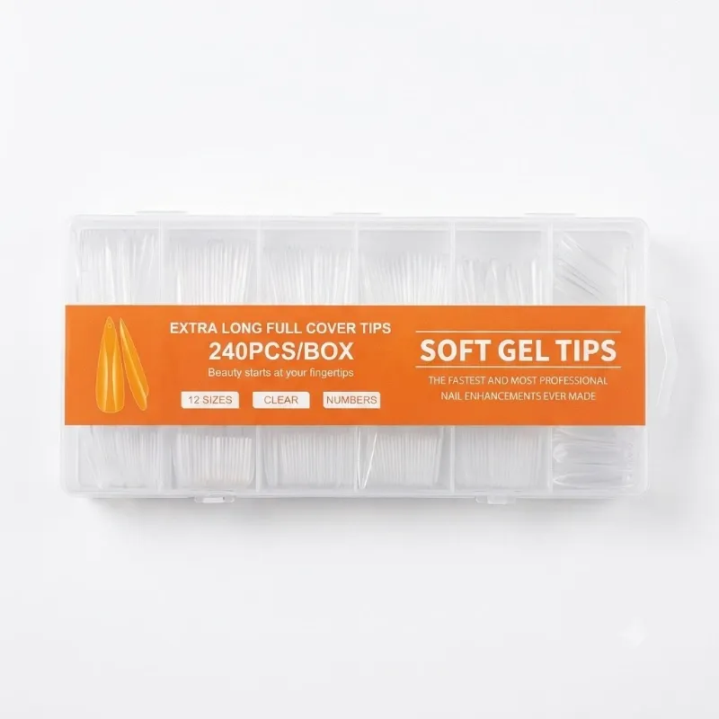 Tips de soft gel Stiletto extra largas 240 pz