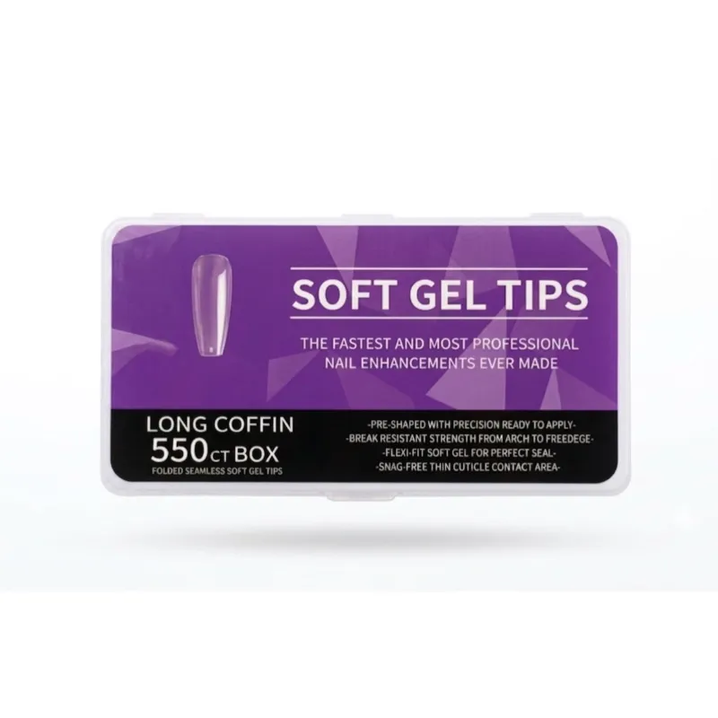 Tips Soft gel “Coffin caja morada 550tips”